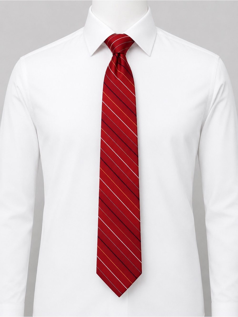 Jos A Bank Italian Silk Tie Red Striped Classic Mens Business